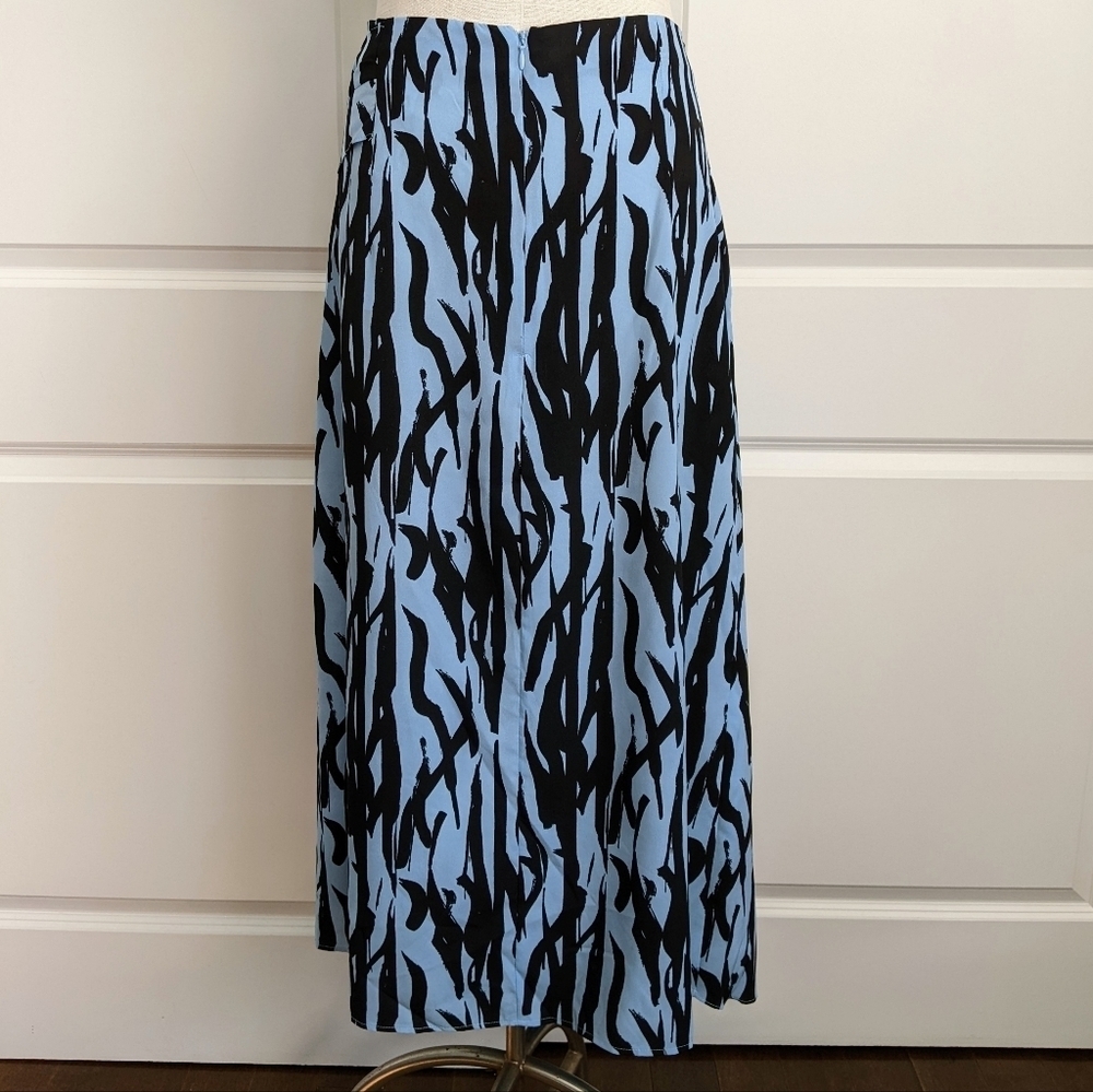 Topshop Skirt Sarong Style Overwrap Asymmetric Hem Zebra Print Blue Black 10 NWT - Picture 8 of 15
